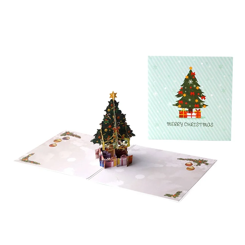 Wholesale Three-Dimensional 3D Christmas Tree Card Creative Paper Greeting Card for Students Christmas Gift Idea