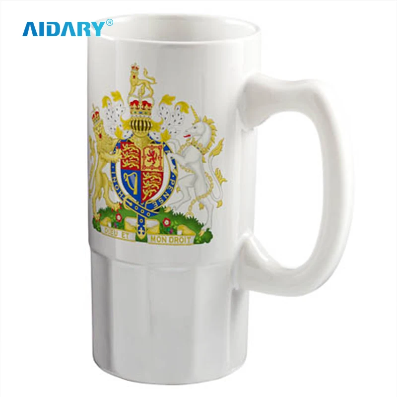 AIDARY Ceramic Large Capacity 20oz White Ceramic Beer Mug Heat Transfer Printing Blank Cup Sublimation Ready Mug