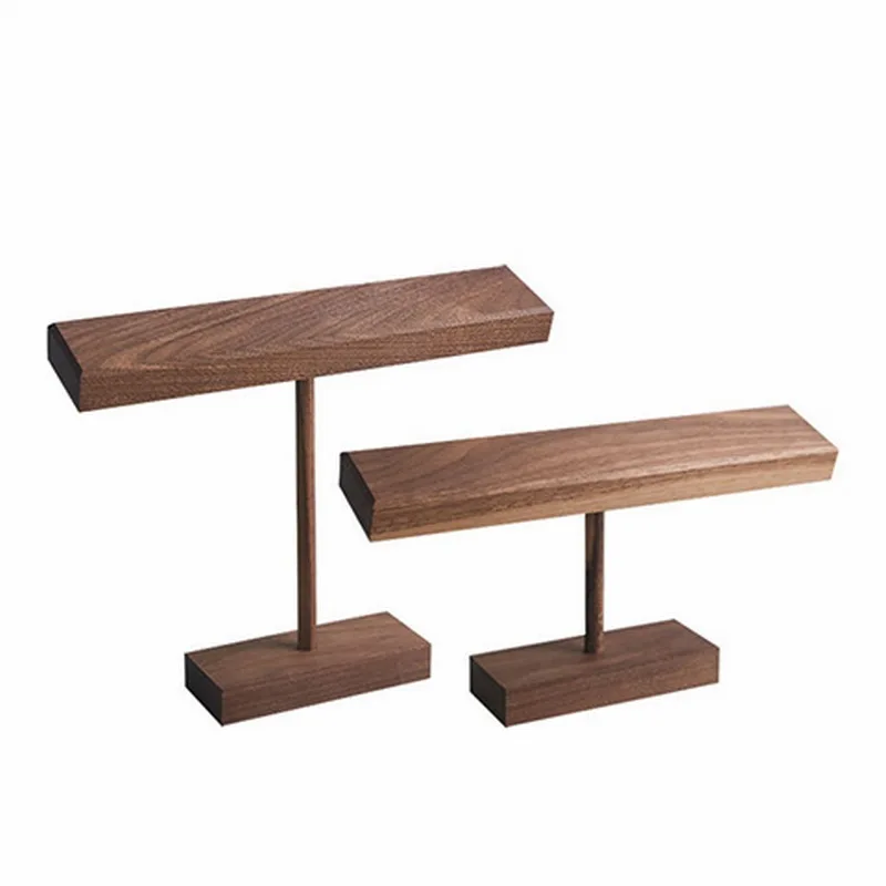 Wooden Bracelet Chain Watch T-Bar Rack Jewelry Hard Display Stand Holder