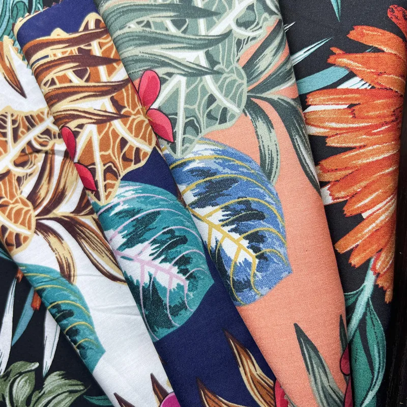 105GSM  Custom Tropical Hawaiian Printed 100%  Rayon Viscose Fabric