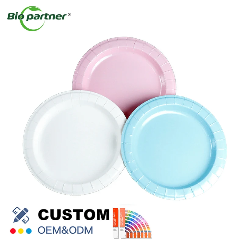 Biodegradable Disposable Restaurant Pulp Plates 12 Inch Dishes Birthday Cake Dessert Paper Plates Supermarket Retail