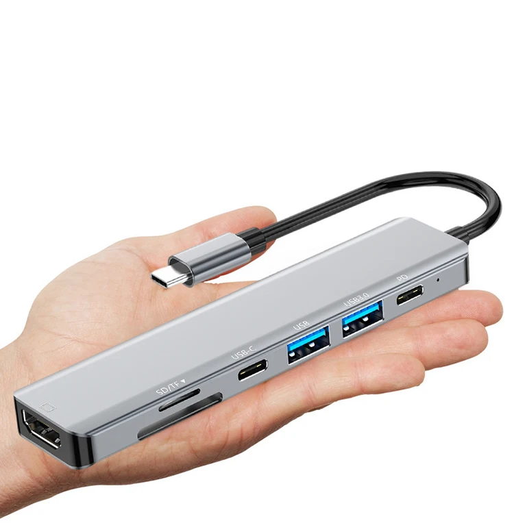 2023 Лидер продаж 7 в 1 USB-концентратор зарядка Multipor Usb 3 0 SD TF расширение док-станция type C концентратор для ноутбука из
