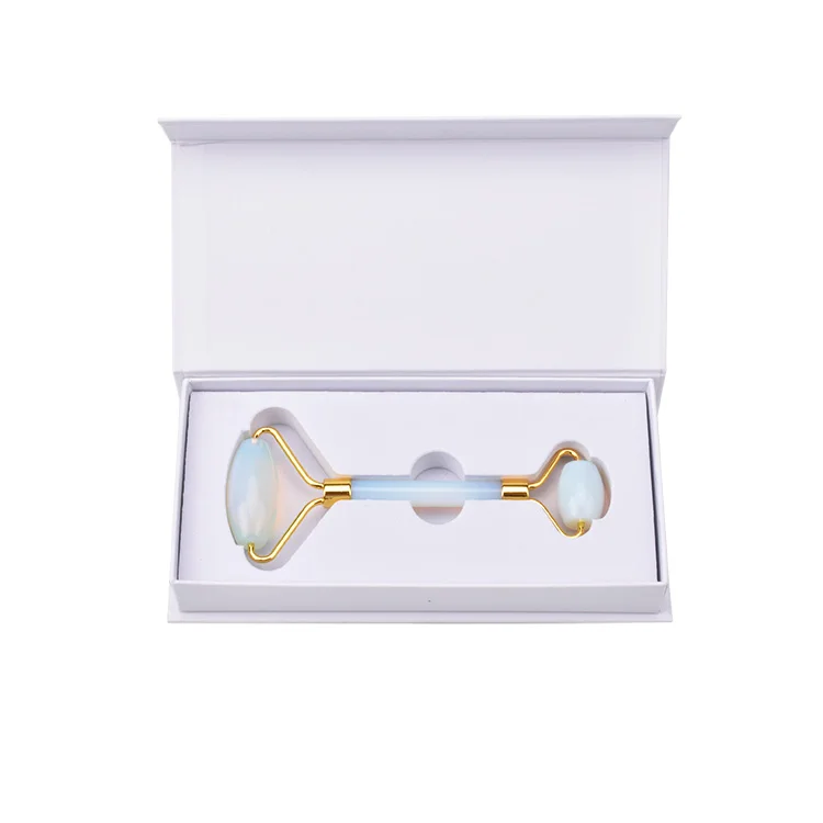 Best price face eye massage crystal gemstone opal jade stone facial roller with box