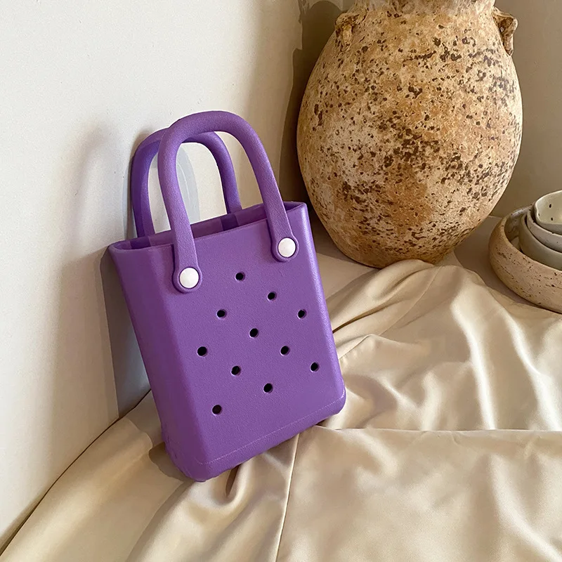 2024 New Arrival Summer Beach Waterproof Diy Charms Hot Pink Colorful High Quality Shopping Tote EVA Bags For Women