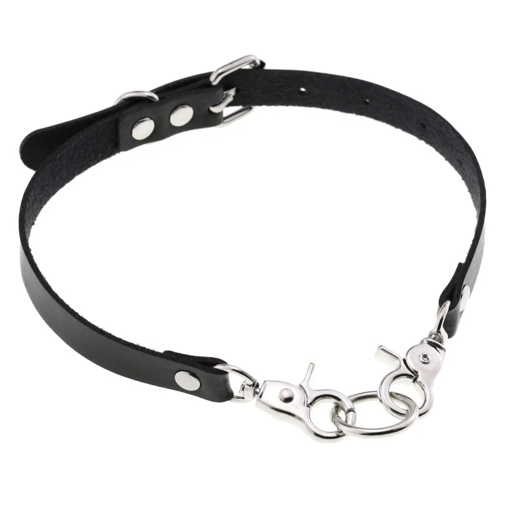 Personalized Simple PU Leather Chain Buckle Collar Fashion Belt Buckle Necklace Punk Harajuku Sexy Ring Necklace