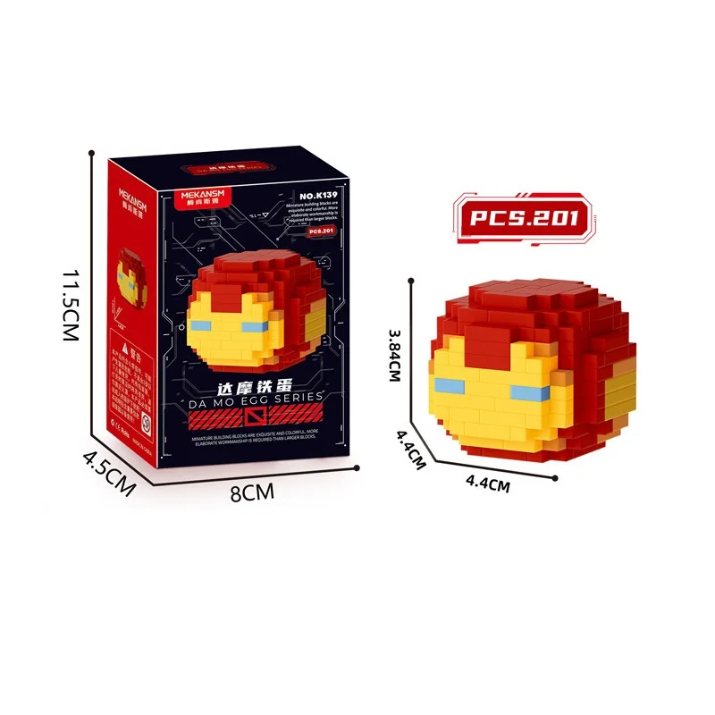 K139 Demo Egg Building Blocks DIY Carton Hero Series Connecting Bricks Handmade Educational Toys Creative Decoration Presents