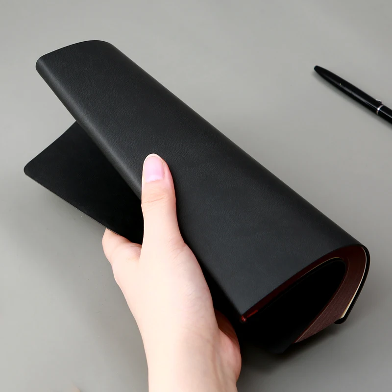 Китайский профессиональный производитель кожаный журнал cuadernos Пользовательский логотип черный блокнот мягкий