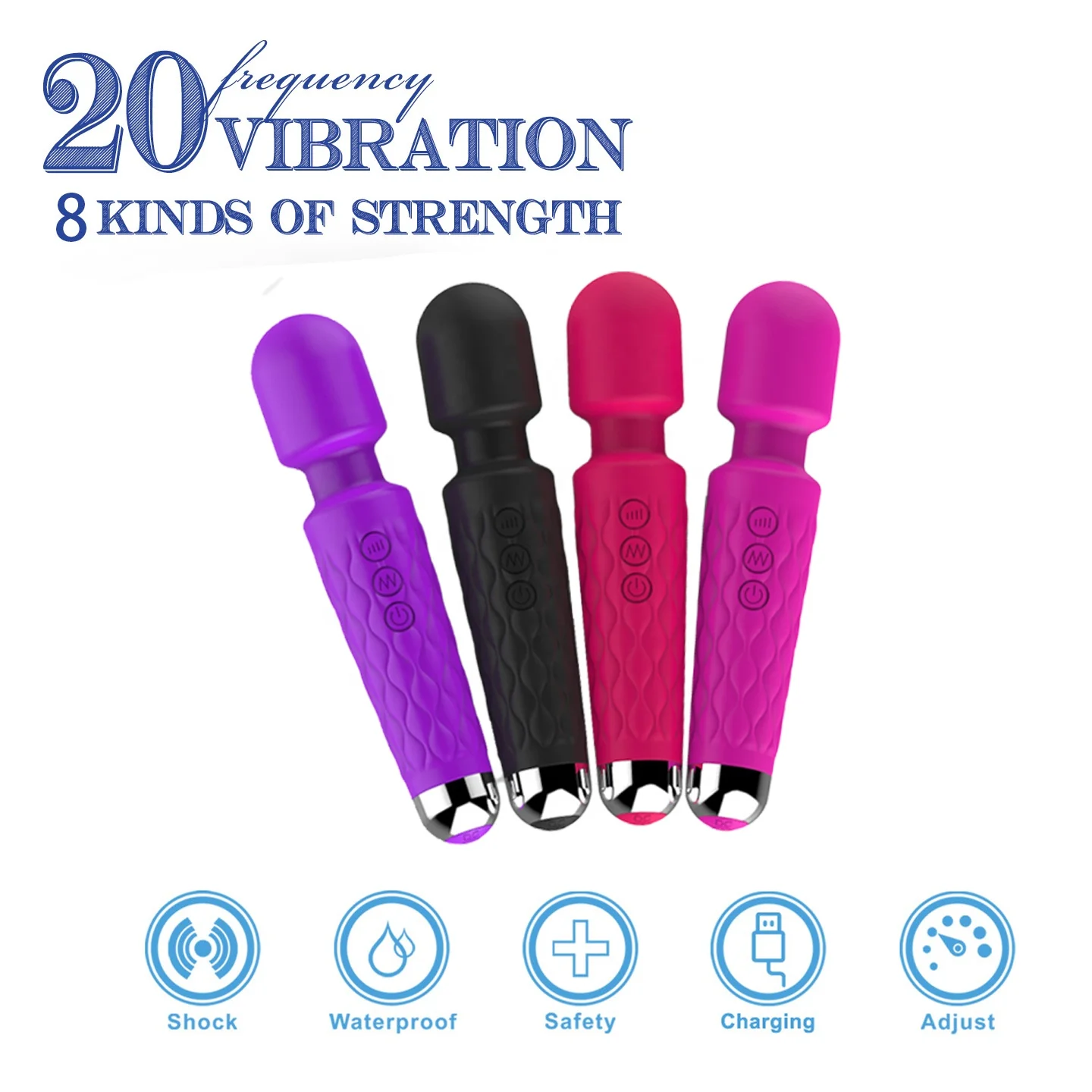 Hot Selling Powerful Female Vibrator Wand Massager 20 Modes & 8 Speeds Wand Massager Clitoris Stimulator Sex Toy Adult Sex Toys