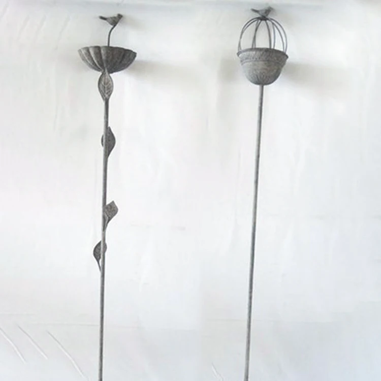 Outdoor Garden Pole Stand Water Metal Bird Feeder Bath With Stand