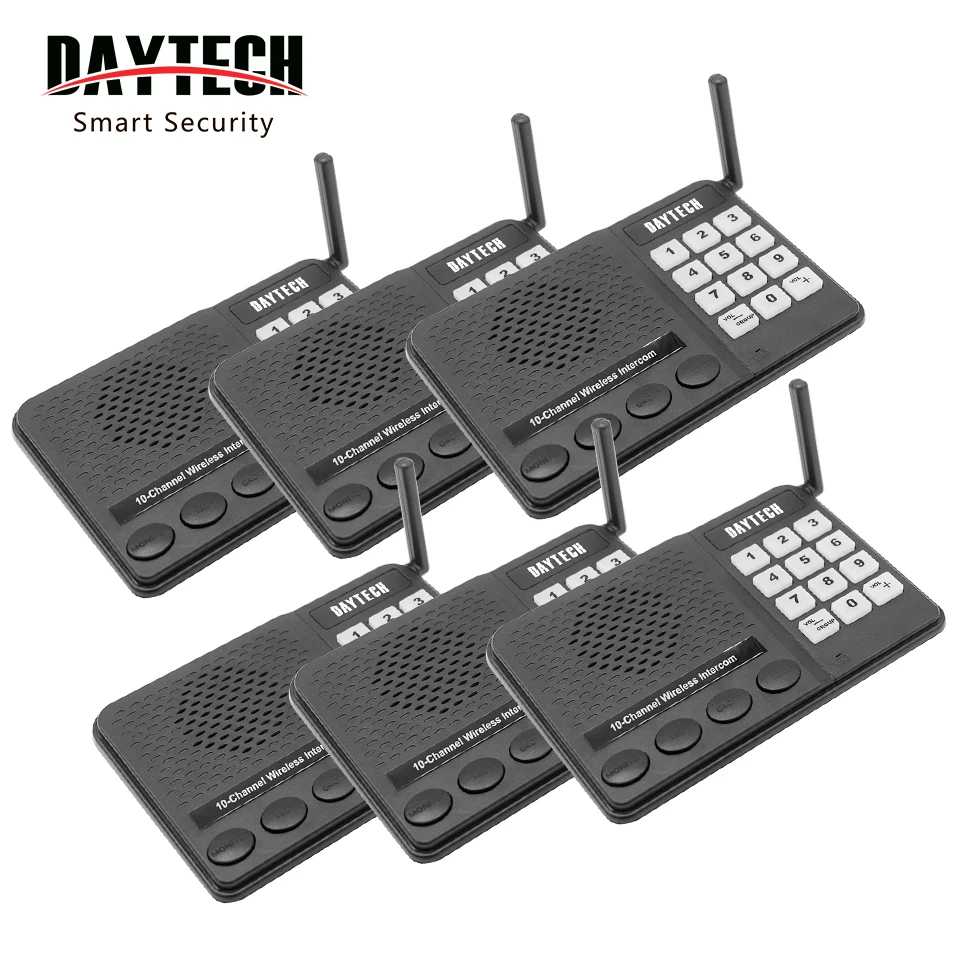 Daytech CI02-6 6 PCS Office Intercom Paging System Wireless Long Distance Wireless Intercom for Home Office Apartment