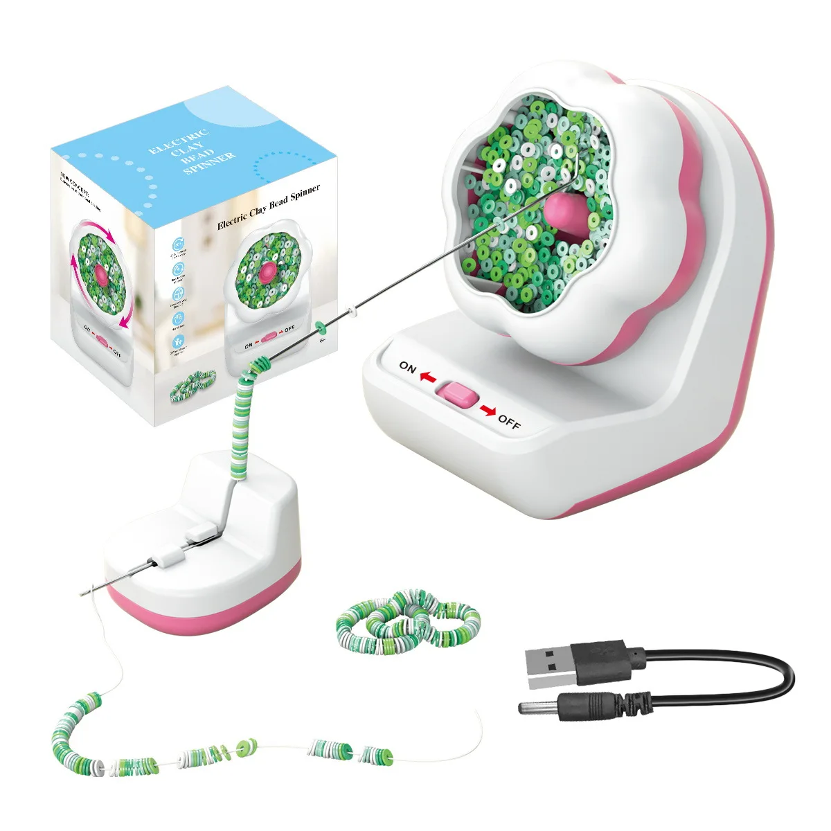 2024 New USB automatic beading machine weaving string rice bead and broken silver adjustable speed electric beading machine knit