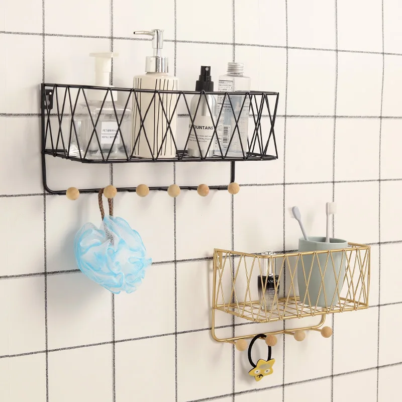 Nordic Simple Home Decorator Wall Shelf Metal Storage Wall Mount Bathroom Shelves