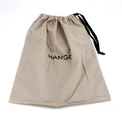 Customized cotton fabric storage bag printed logo small drawstring bag shoes packaging dust bag for promotional