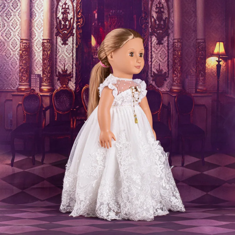 Free Sample 18 inch girl doll dress high quality doll clothes wedding dress