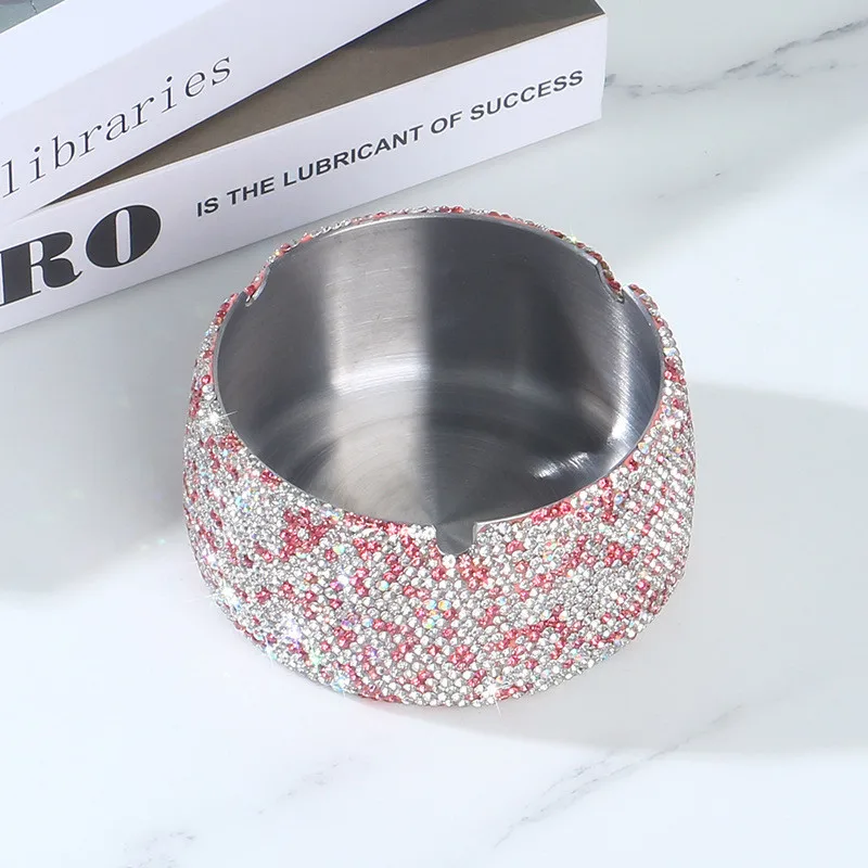 Luxury Bling Crystal Diamond Rhinestone Stainless Steel Multi-function Decoration Accessories Windproof Cigars Cigarette Ashtray