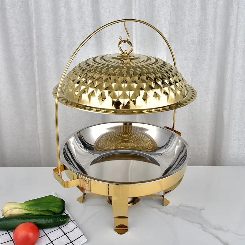 gold 6L teel Buffet Heater 6 Liters Chafing Dish Buffet Set Stainless Steel Chafer Catering Trays/Circular Steel Buffet Heater