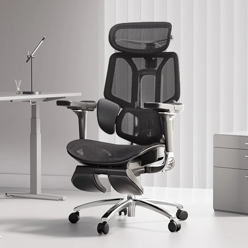 Ergonomic Office Chair with 6 directions adjust Armrests waist support footrest Adjustable Headrest High Back Tilt Function