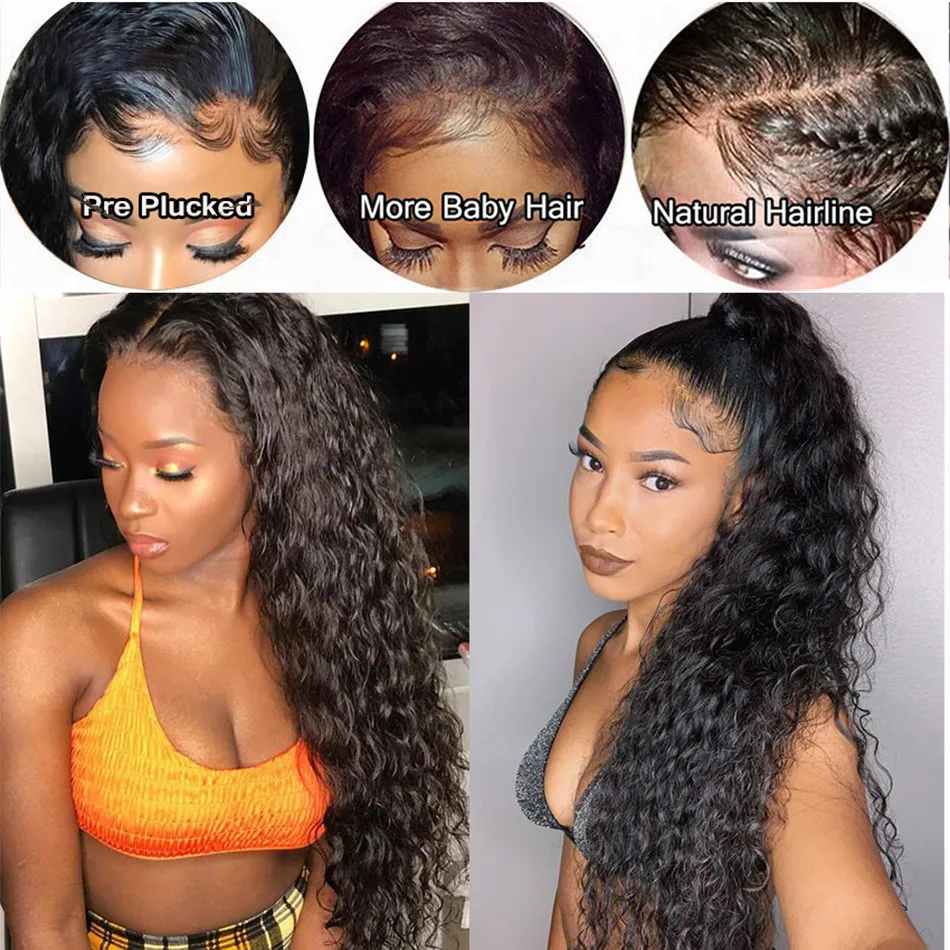 Cheap Brazilian Virgin Hair Kinky Curly Wig Human Hair Lace Front Wigs For Black Women Water Wave HD Lace Frontal Wig Human Hair
