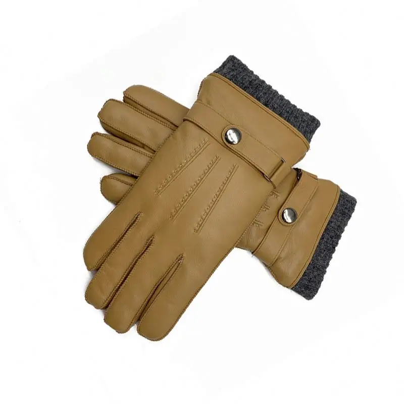 Yellow winter warm gloves