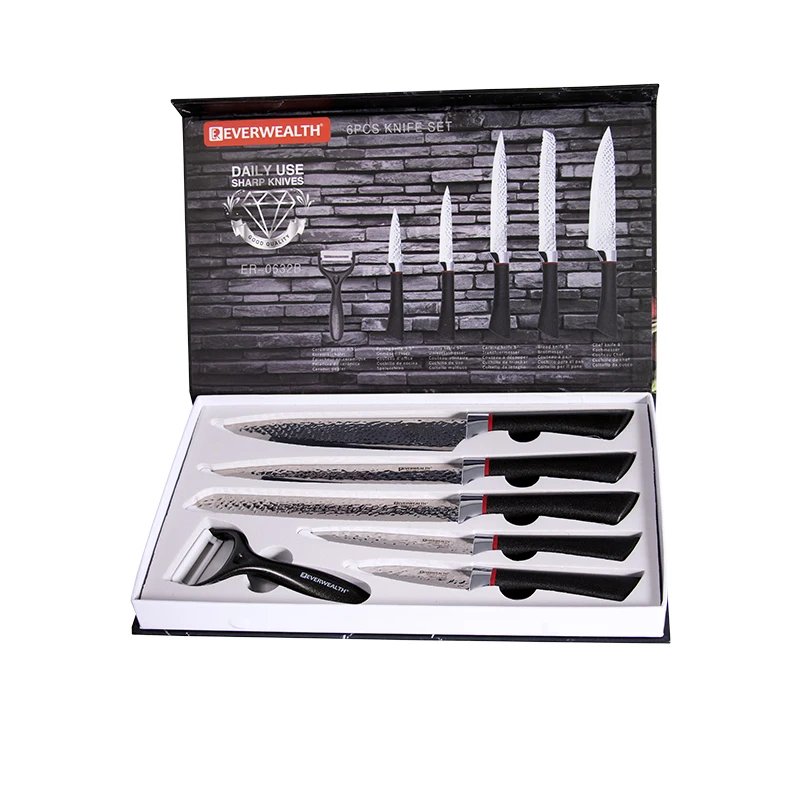High Quality Factory 6pcs Stainless Steel Kitchen Knife Gift Set With Pp Handle