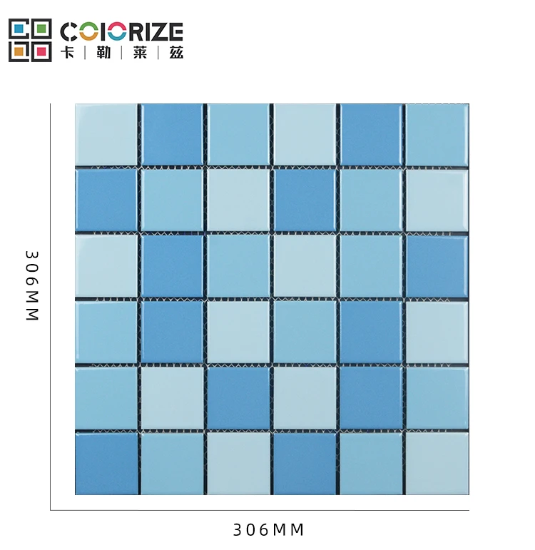 Colorize Factory Wholesale Square Blue Porcelain Glossy Swimming Pool Mosaic Tile Cheap Mixed Luxury Light Blue Mosaico Piscina