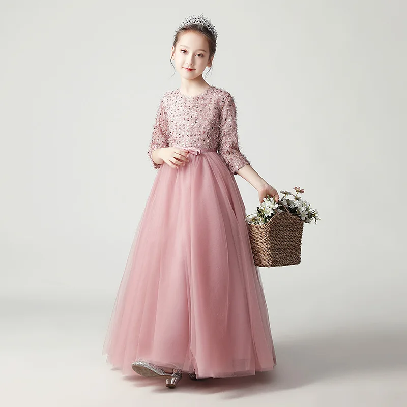 Boutique Style Kids Flower Girl Ball Gown Wedding Dress For Children Prom Gown