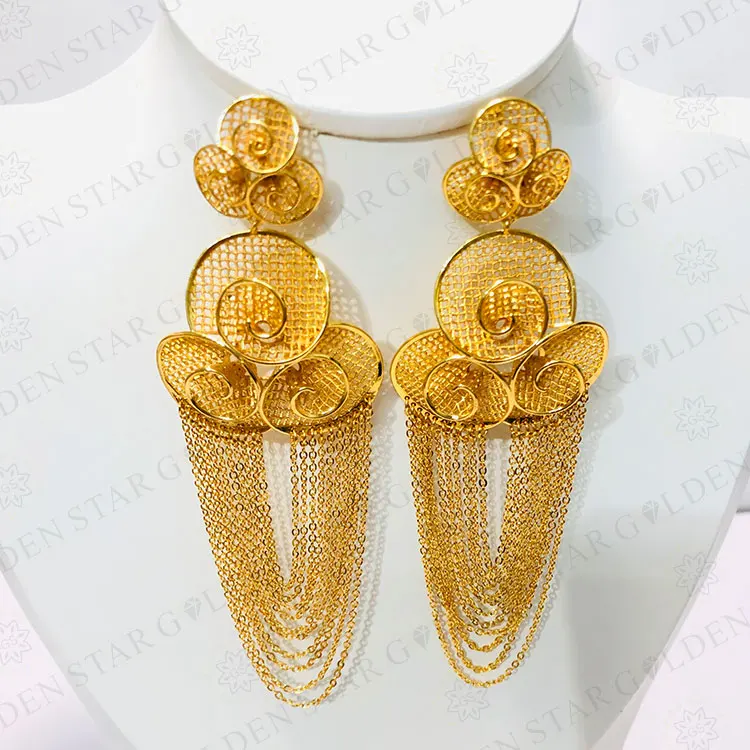 Golden Star Jewelry Findings Hot Selling Gold Plated Earring Dubai Gold Earrings Women