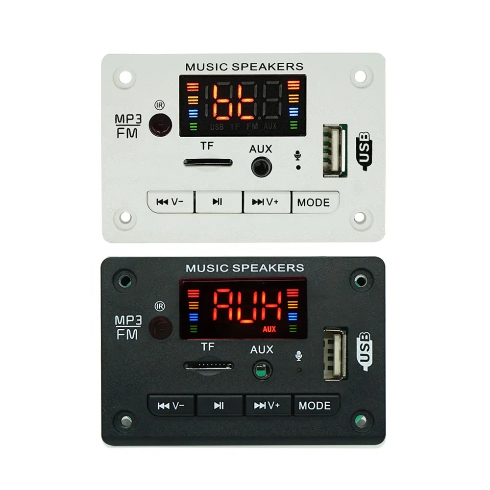Wireless Bluetooth MP3 Player Modules USB MP3 Decoder Board 12V Black Square Panel