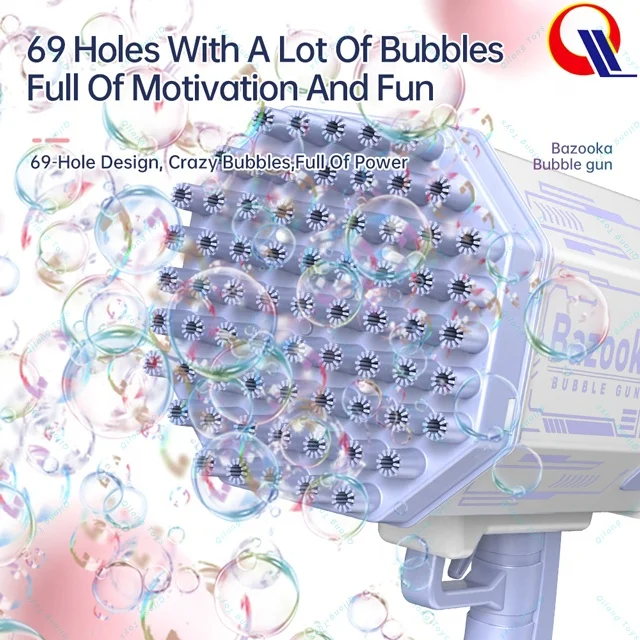 Qilong Базука, пулемет для пузырей, игрушки, детские красочные огни, пулемет для пузырьков с 69 отверстиями, игрушки, пулемет для пузырьков Базука