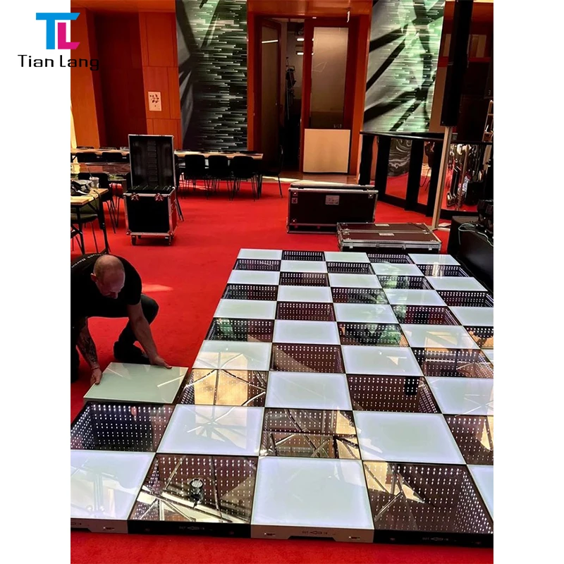 3d Infinity Mirror Video Light Led Dance Floor Portable 3d Stage Lighting Mirror Dance Floor For Wedding