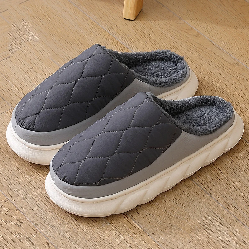 Factory wholesale unisex winter warm slippers men closed toe fashion brown winter warm slippers