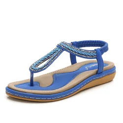Womens Shoes Summer Black Flat Sandals Beach Flip Flop Casual Bohemian Designer Crystal Sandals