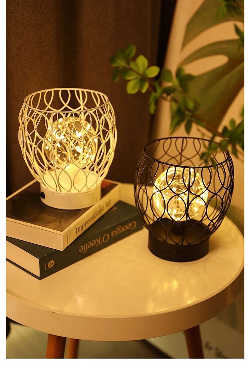 2024 Factory New Special Design LED Night Lamp Wrought Iron Table Lights for Home for Room Party Decoration & Festival Gift