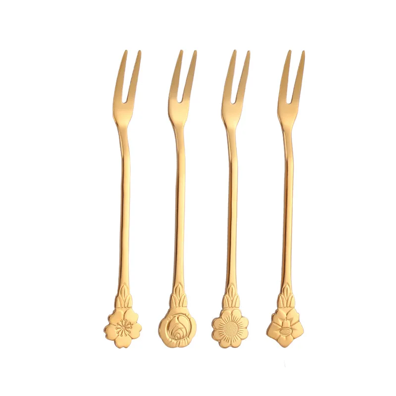 
camping cutlery set gold tea spoon fruit fork dessert fork cutlery set 
