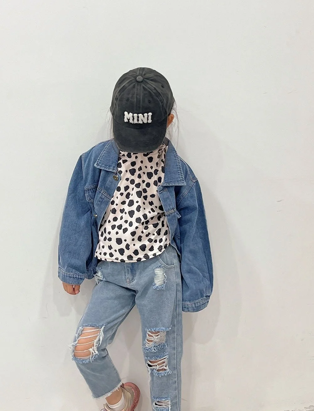 MAMA & MINI Letter Baseball Caps Washed Denim Sports Caps Retro Vintage Cotton Adjustable Solid Color Snapback Hat