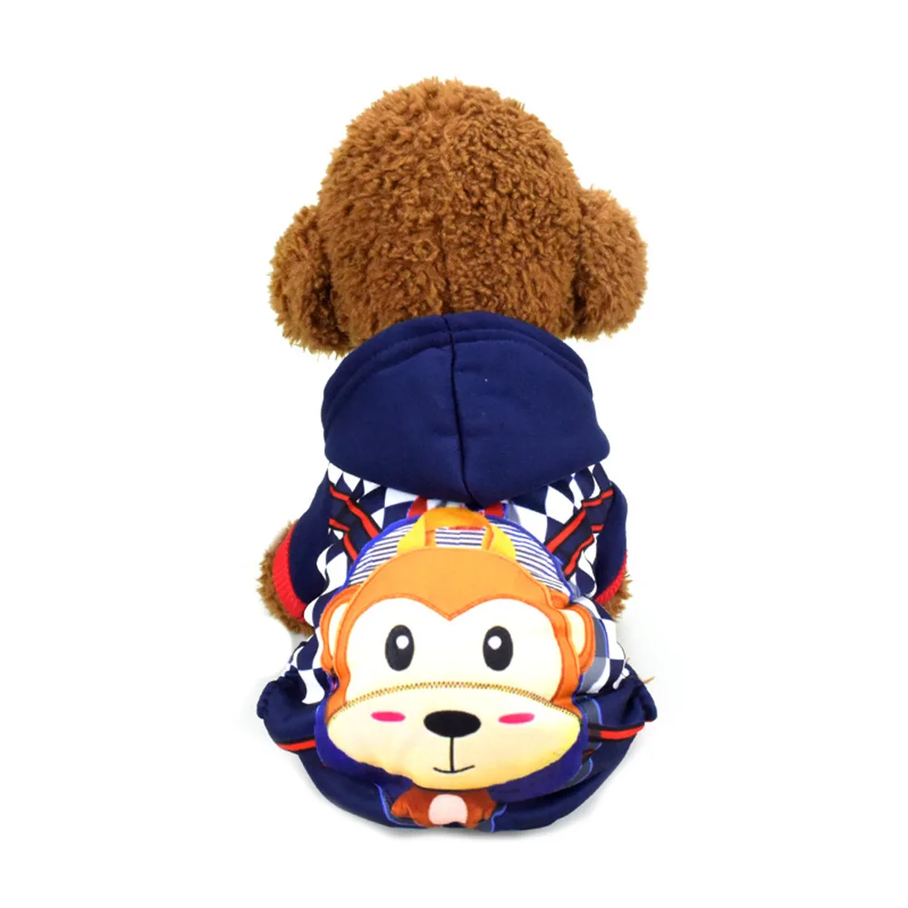 Оптовая продажа, дешевая осенне-зимняя одежда для домашних животных с четырьмя ногами, теплая одежда для щенков Тедди, толстовка с мультяшным рисунком