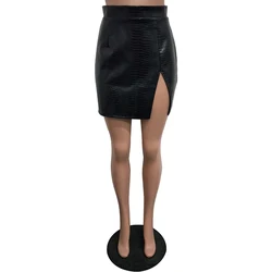 Latest Popular Snake Skin 2021 Fashion Leather Skirt Black Night Club PU Sexy Skirts Woman
