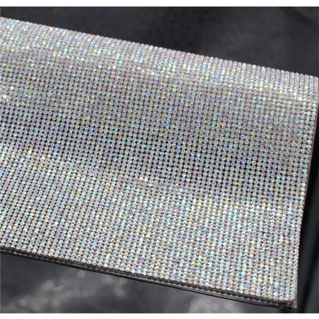 
Wholesale bling bling 2mm diamond mesh trimming crystal AB rhinestone sheet for decorative 