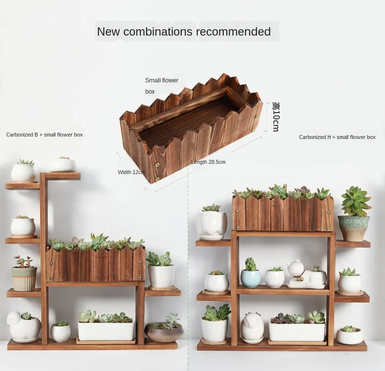 Multi-layer Solid Wood Desktop Flower Stand Indoor Wood Flower Pot Display Stand Rack Modern Plant Stand