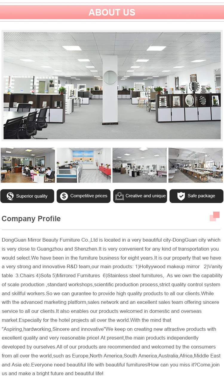 Latest arrival customized modern design household girls vanity dressing makeup mirror table with led lights