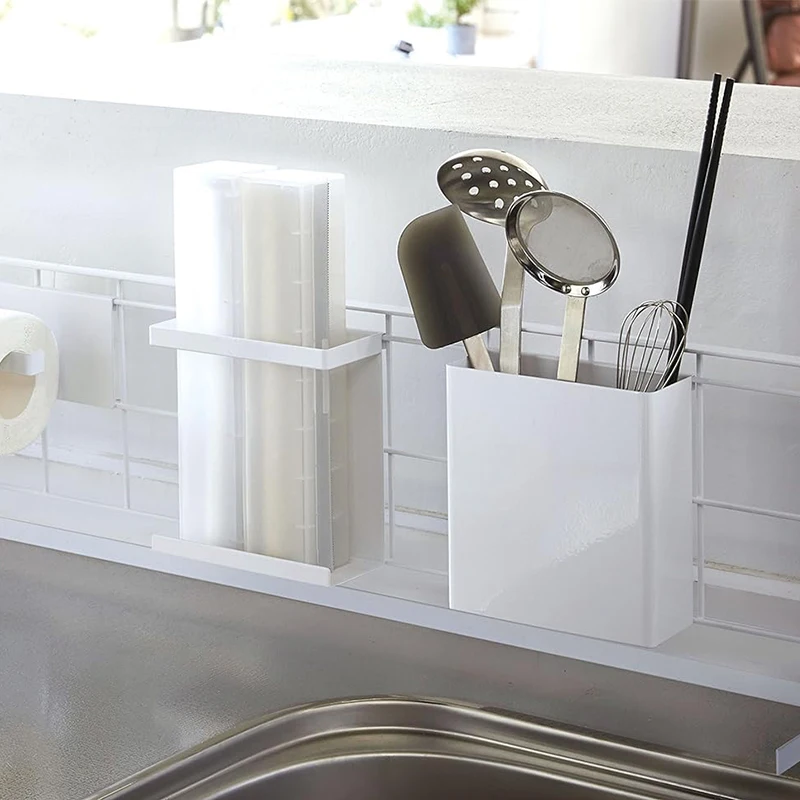 ZX wholesale household plastics Wall Mount tableware Storage boxs kitchen black white cutlery rack Chopsticks organize holder