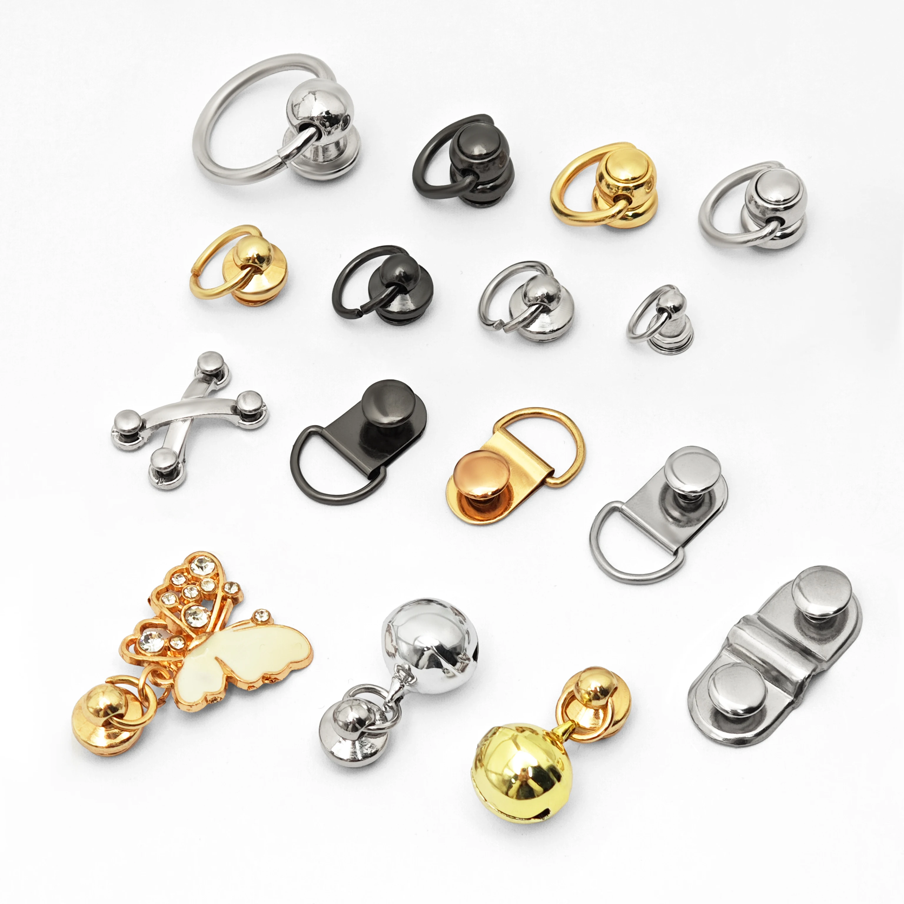 Rotatable Pacifier Nail with Small D Ring Round Screw Rivet Side Ring Buckle for Handbag Pacifier Screw Rivets
