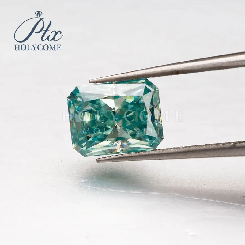 Holycome 3*5mm blue VVS1 Top Quality radiant Cut Loose Moissanite Gemstone Factory For Fine Jewelry Wholesale Price
