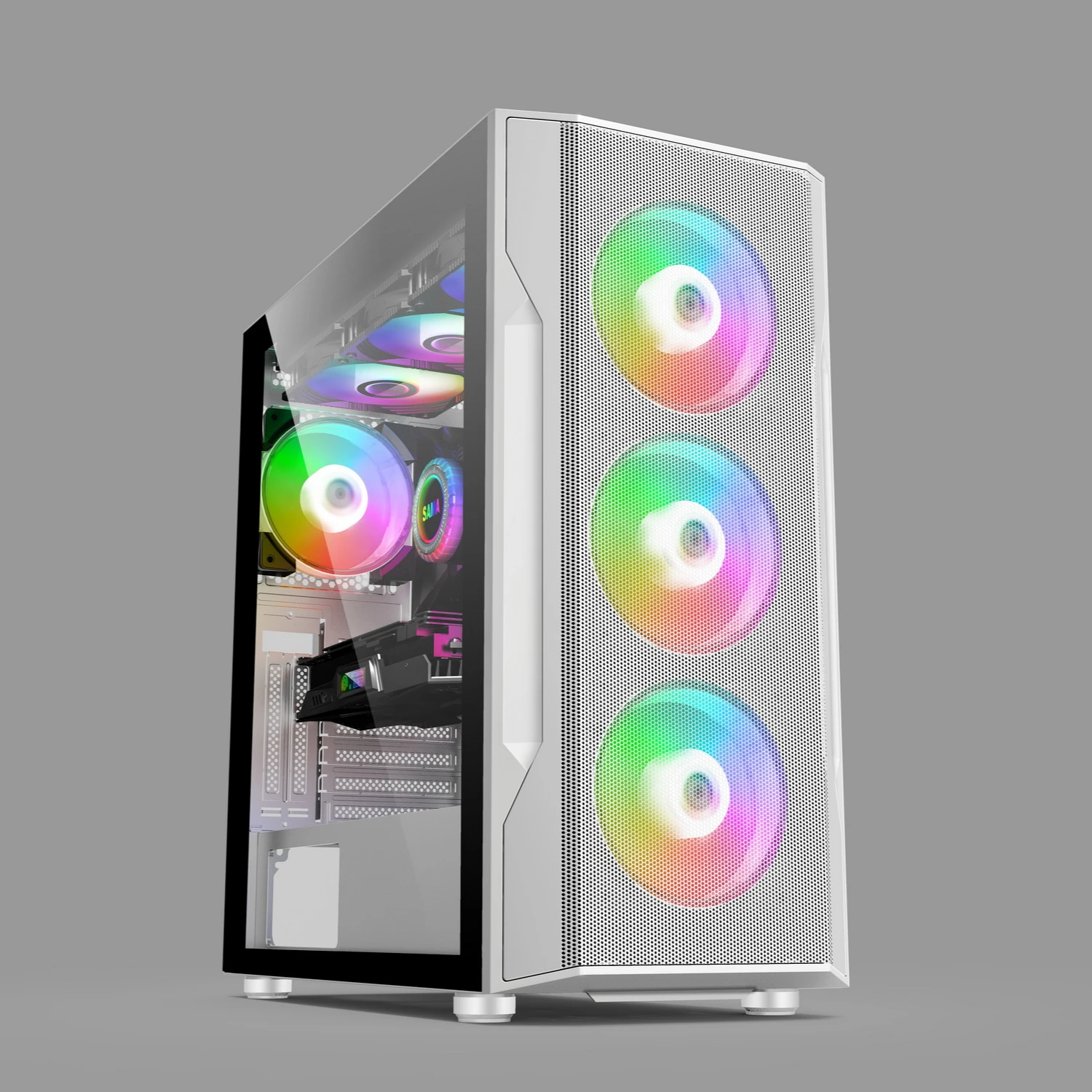 SAMA высокопроизводительный корпус atx сетчатая Передняя панель полностью башни компьютера из закаленного стекла