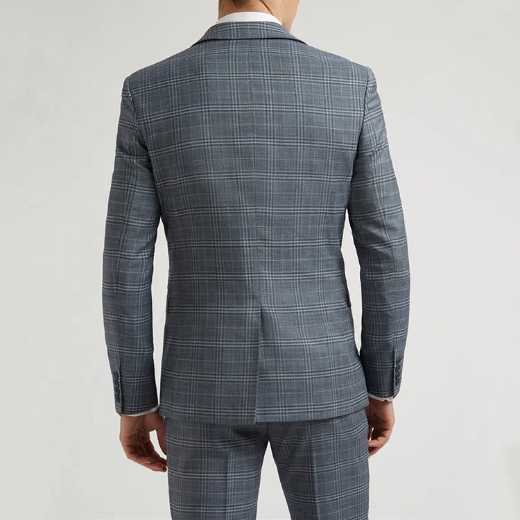 men plaid print single button suit wedding coats for groom men