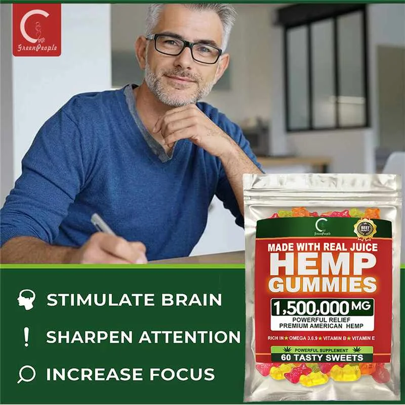  Gummies with Hemp Seed Oil OEM Fudge Relieve stress & Anxiety Relief Blend Cute Bear shape Office snacks