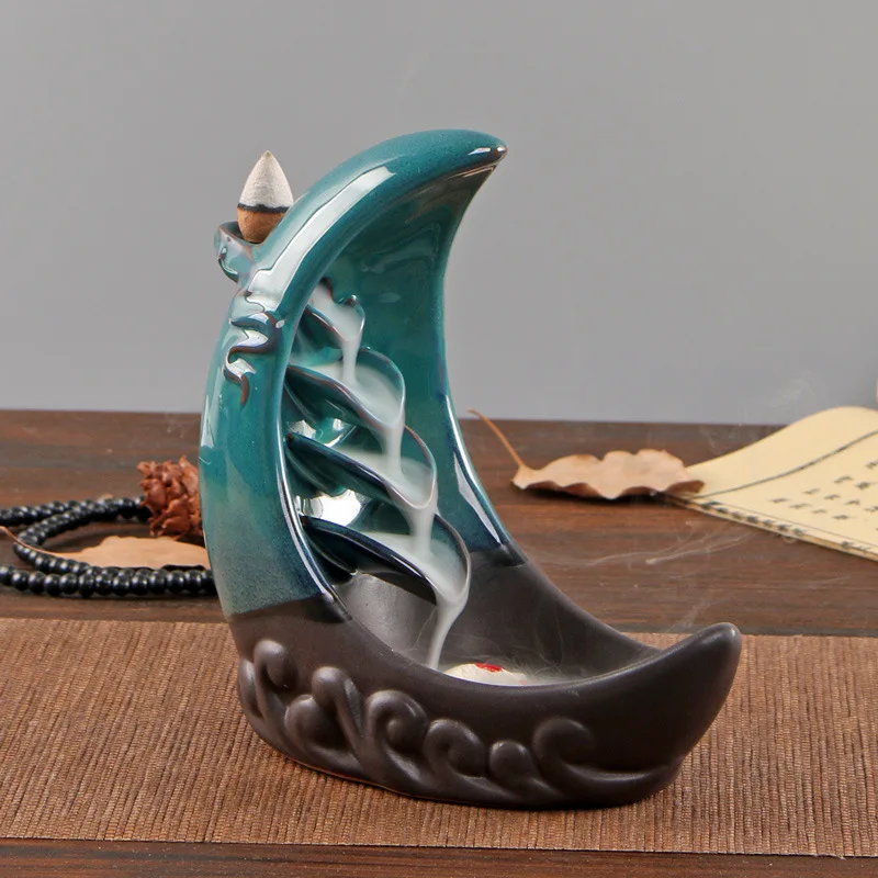 Ceramic mountain water thread incense insert reverse flow burner Household indoor Zen study tea table inc