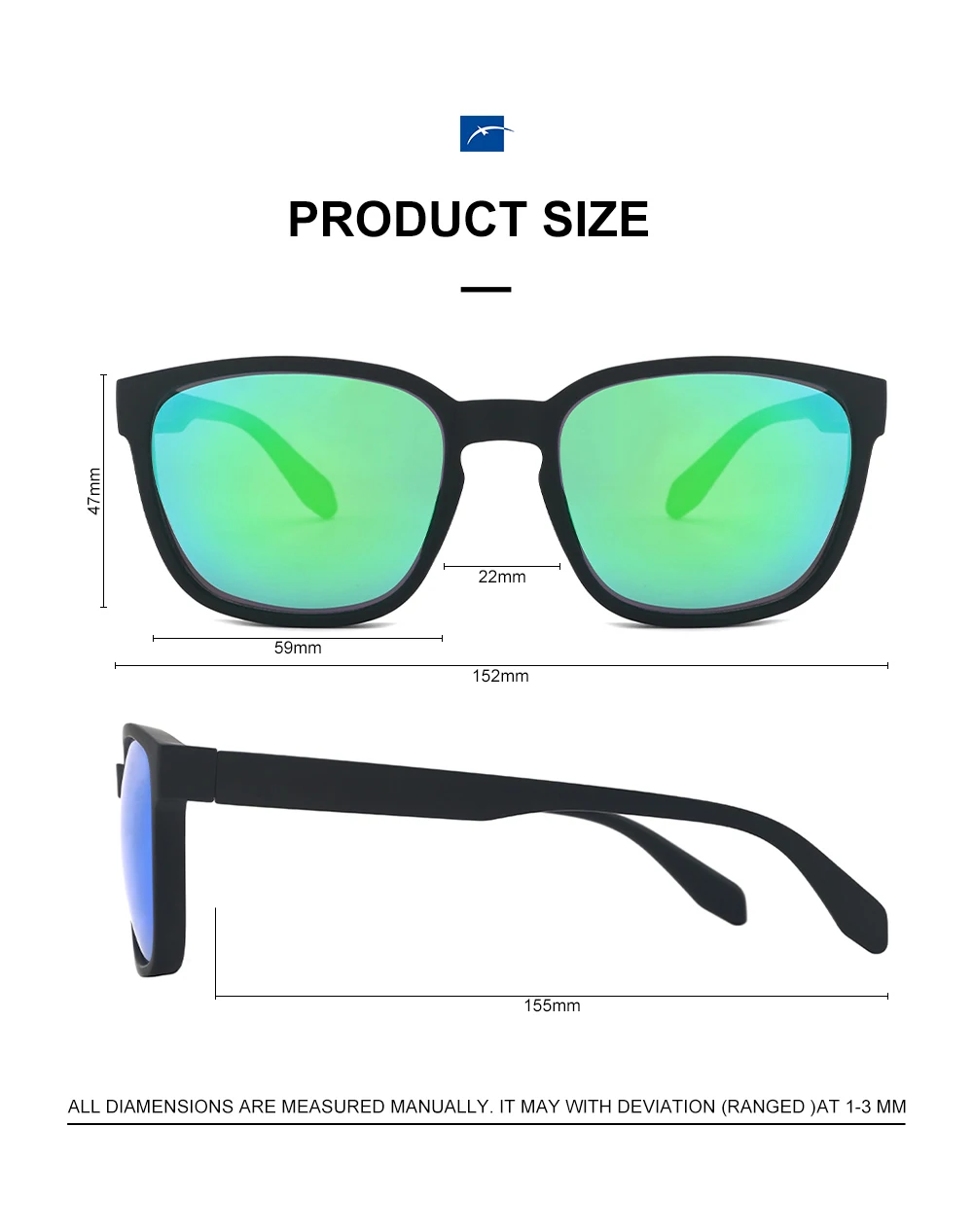 Classic square plastic frame TAC lens mens polarized UV400 sunglasses custom logo