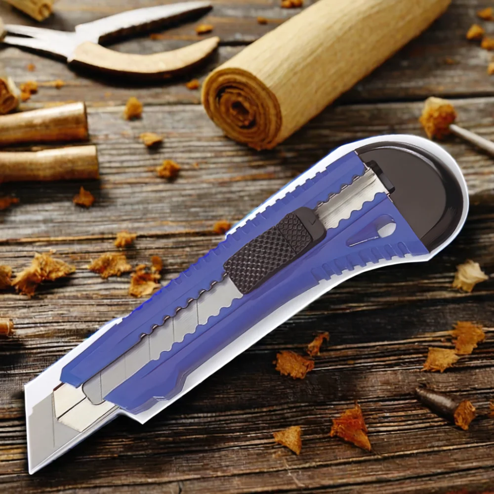 Economical 18mm Snap-Off Cutter Industrial Safety Sliding Blade Knife Tool ABS Handle Carbon Steel SK5 Blade Push Button ODM