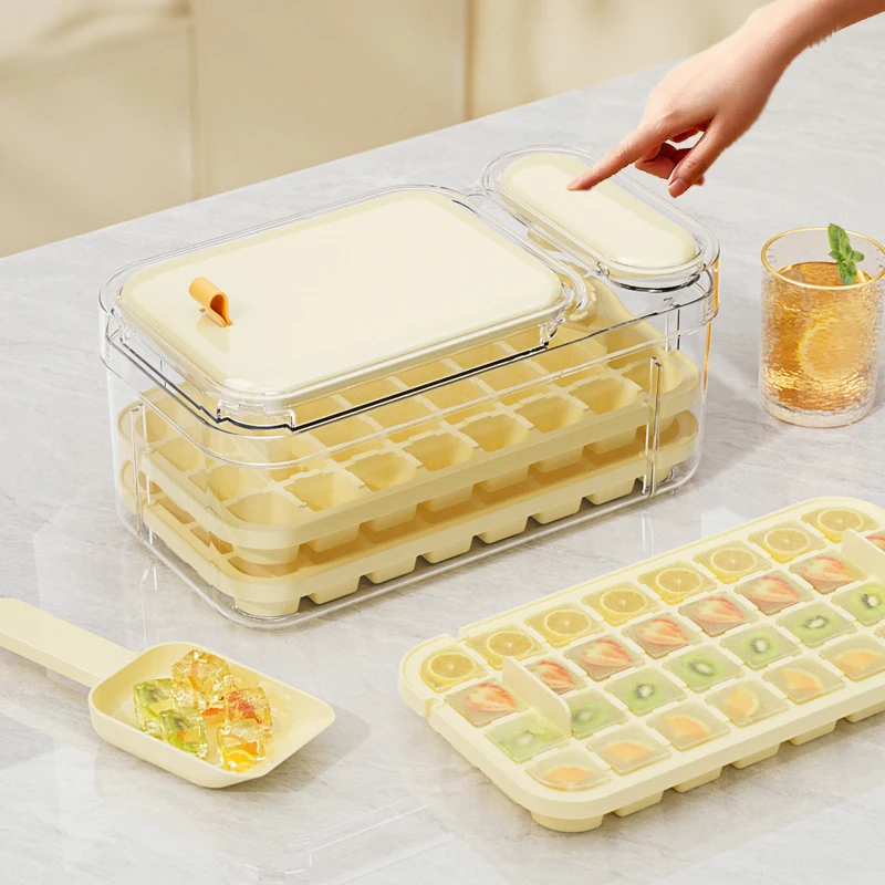 2024 новый дизайн, домашний кухонный холодильник, мини-лоток для льда с крышкой, легкий выпуск, лоток для льда